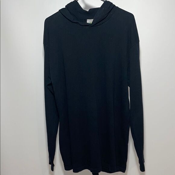 Black Long Sleeve Tee with hoodie - Picture 1 of 8